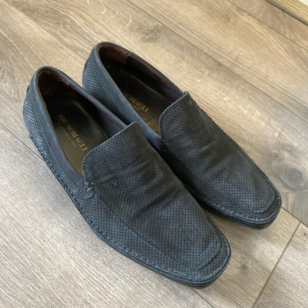 Italian men’s shoes, black suede, hand made from Brunomagli, size 9